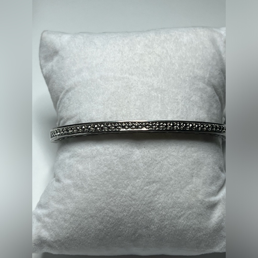 Camrose and Kross JBK Silver Rhinestone Hinged Bangle Bracelet - Picture 2 of 14
